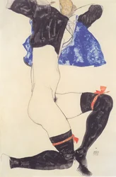 Reclining Half-Nude with Black Stockings